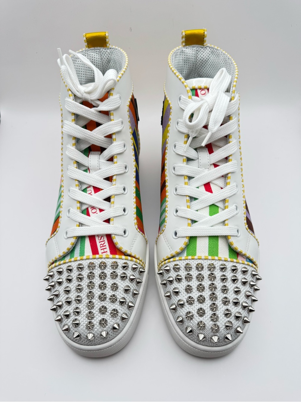 Christian Louboutin Lou Spikes Orlato Flat Version Multi High Top Sneakers EU 42 - Picture 7 of 11